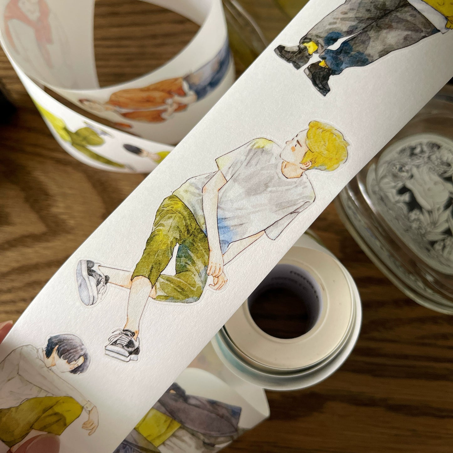 DingDing Vol10【34#That Cute Guy】Original Design Pre-Cut Washi/PET Tape Stickers,for Scrapbook Supplies,Journaling,Junk Journal,Bullet Journal,Planner Stickers