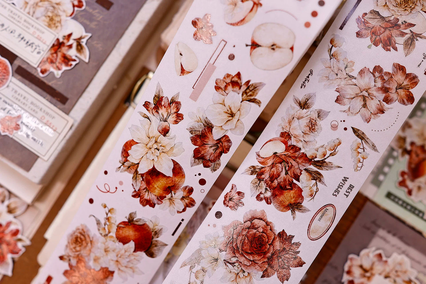 XiaoBaiJia【Sweet Dream Blossoms】Orginal Design Kiss-cut Washi/Pet Floral Tape Light Retro Landscaping Stickers