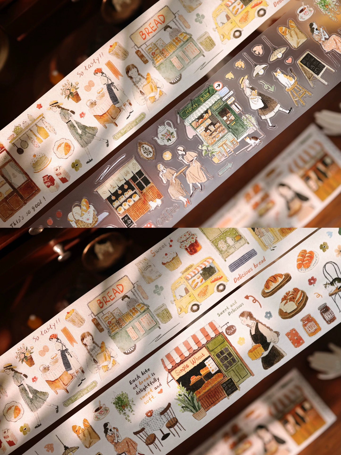 YiEr Vol17【Daily Life at the Bakery】Kiss-cut Light Retro Base Washi Tape and PET Stickers