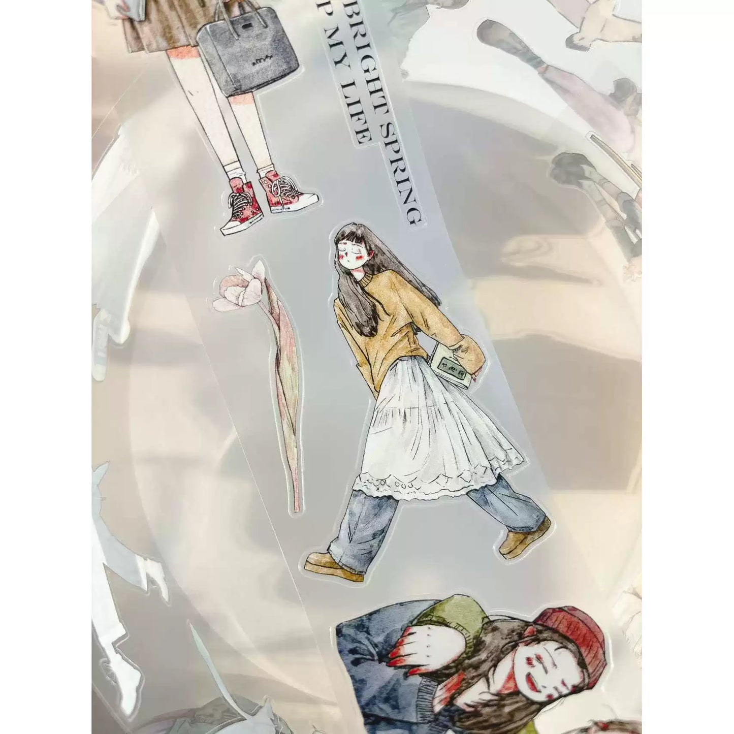 Kaixiaoxun Vol11【Slow Narrative Collection】 Pre-Cut Long Loop Washi/Matte PET Tape for Scrapbook Supplies,Junk Journal Supplies