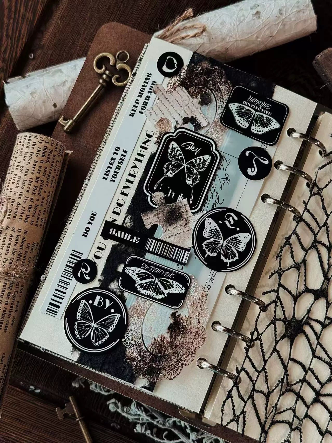 Linlanxi【Plain Semi Transparent Sticky Notes】Original Design Black and White Half Transparent Memo Washi/Pet Tape