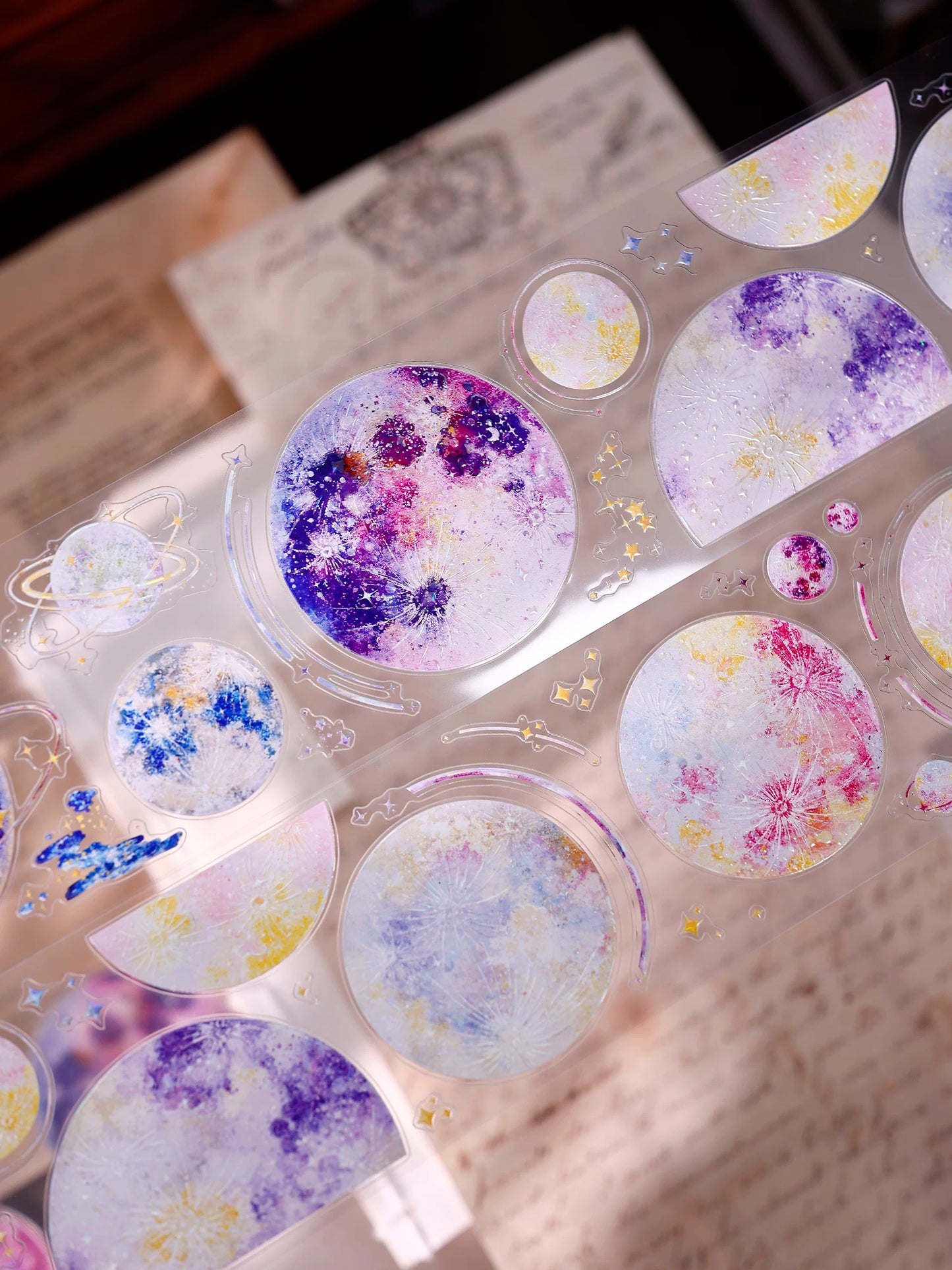 XiaoBaiJia【Starfall】Pre-cut Dream Planet Orginal Design Washi Pet Tape Light Retro Stickers