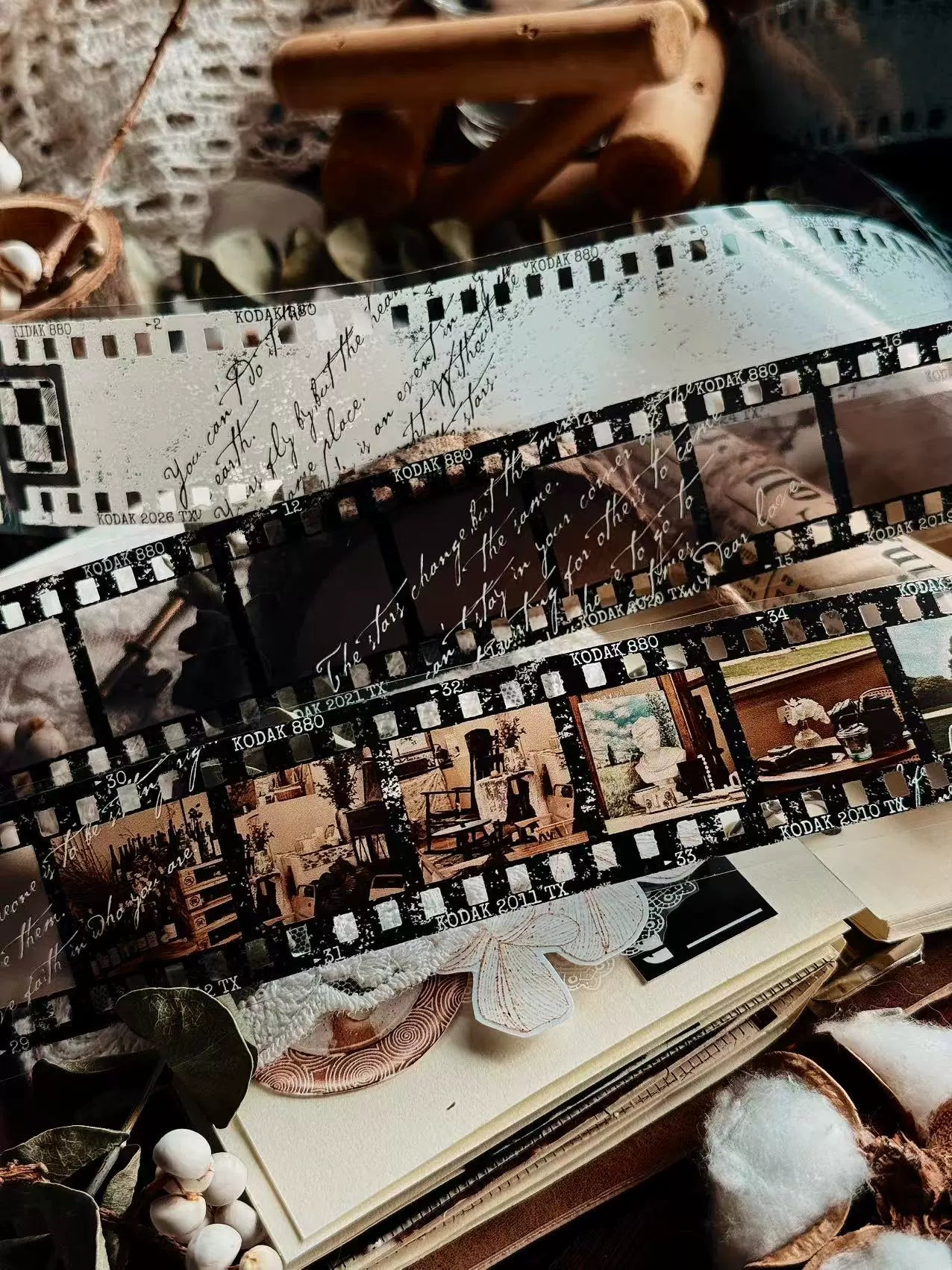 Linlanxi【Memories of Time】Original Washi/Pet Tape New Retro Life Old Film Series Decorative Tape Long Loop Full Roll