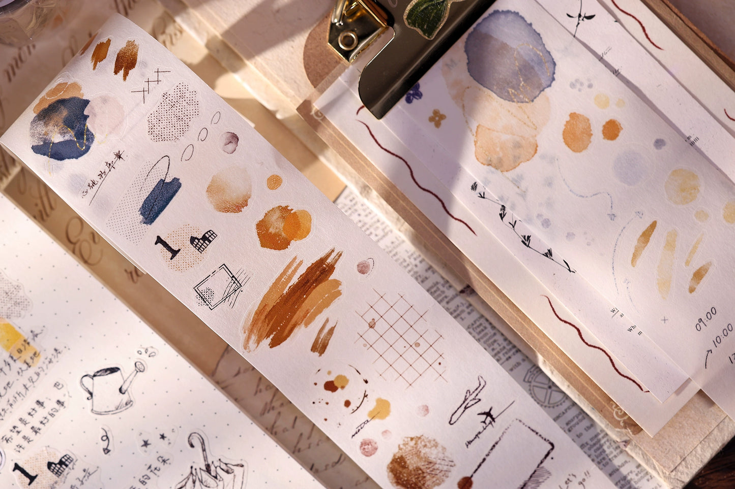 XiaoBaiJia Minimalist Style【Small Decoration】Light Retro Orginal Design Washi Pet Tape Landscape Stickers