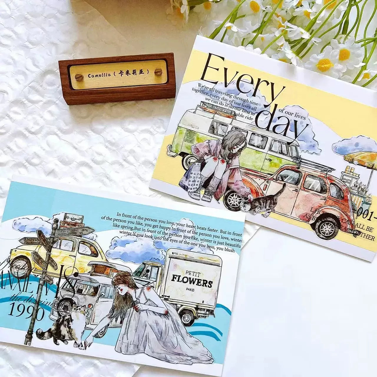 Kaixiaoxun Vol13【Maiden's Heart】 Pre-Cut Long Loop Washi/Matte PET Tape for Scrapbook Supplies,Junk Journal Supplies