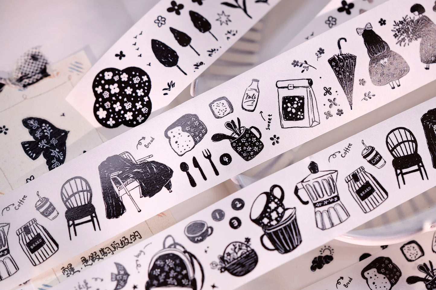 XiaoBaiJia Salt Series【Plain Color Painting】Pre-cut Orginal Design Mall Figures Embellish Washi/Pet Tape Light Retro Stickers