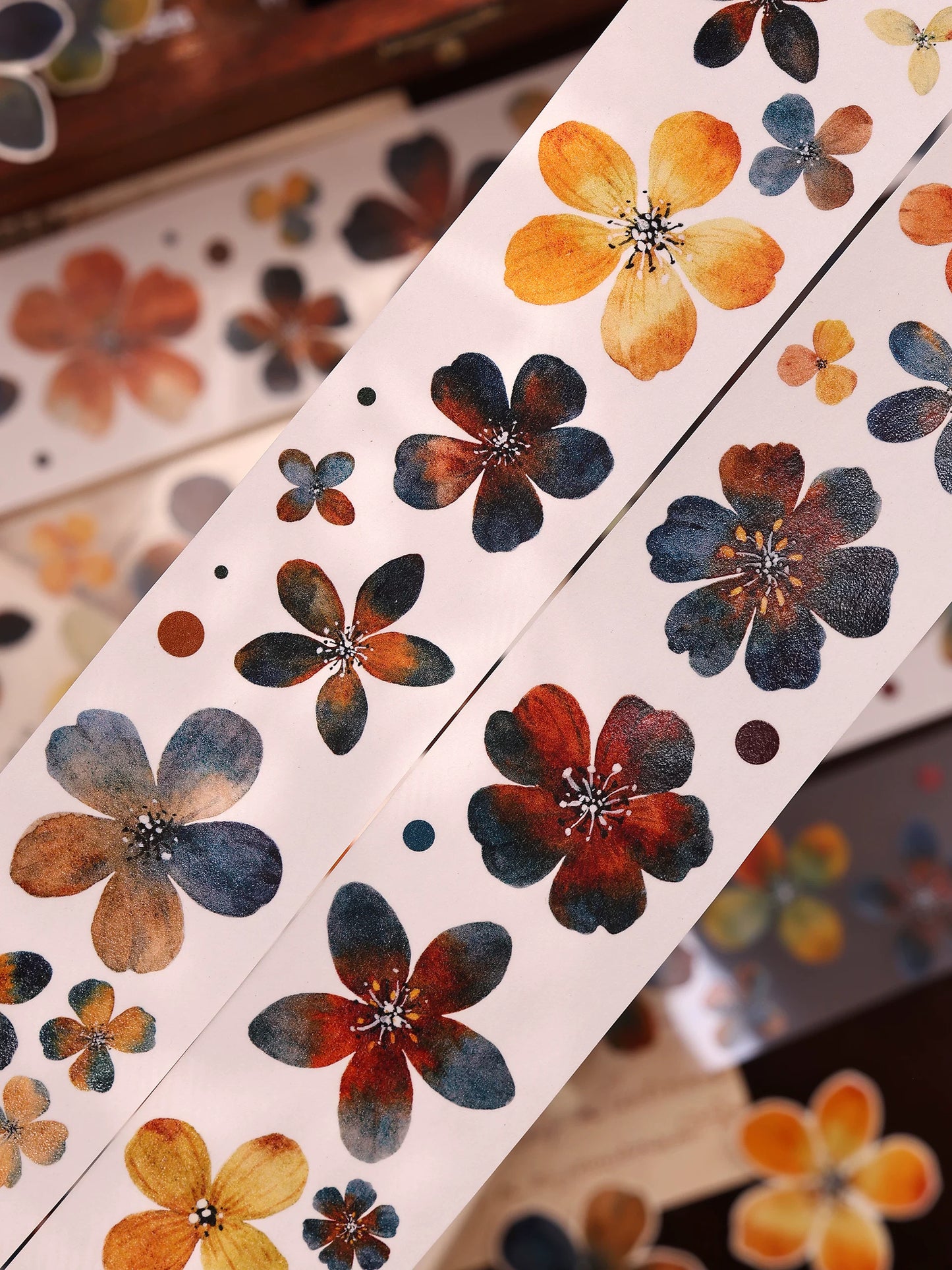 XiaoBaiJia Salt Series【Cold Tea Brown】Orginal Design Kiss-cut Washi/Pet Floral Tape Light Retro Landscaping Stickers