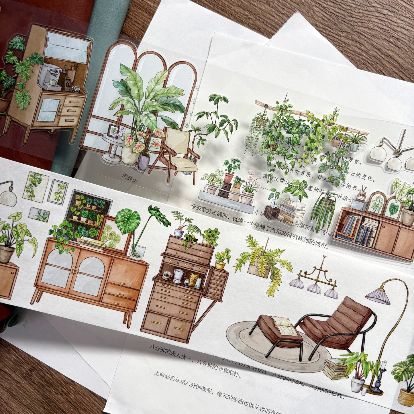 ZiYuanSu Vol12【My Forest House】Scene/Landscape Pre-cut Washi/PET Tape,for Scrapbook Supplies,Scrapbook Tape Stickers,Junk Journal Supplies
