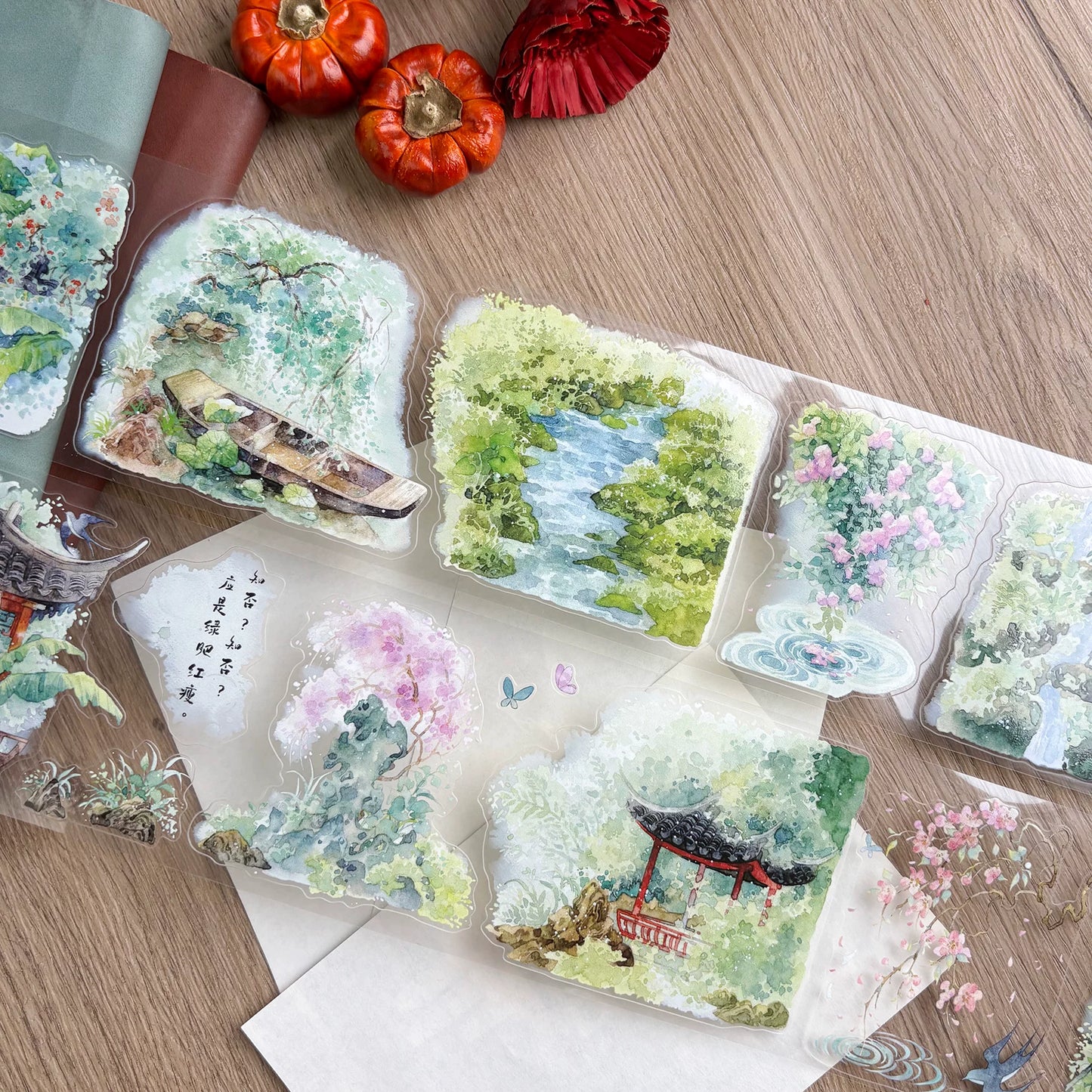 ZiYuanSu【Deep Courtyard】Retro Decorative Background Scene Pre-cut Washi PET Tape