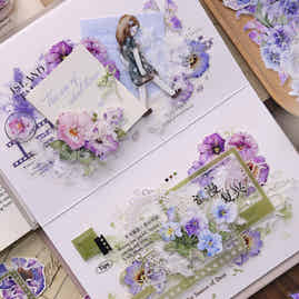 XiaoBaiJia 【Corydalis】Orginal Design Washi/Pet Tape Light Retro Landscaping Stickers,for Scrapbook Supplies,Scrapbook Tape Stickers,Junk Journal Supplies