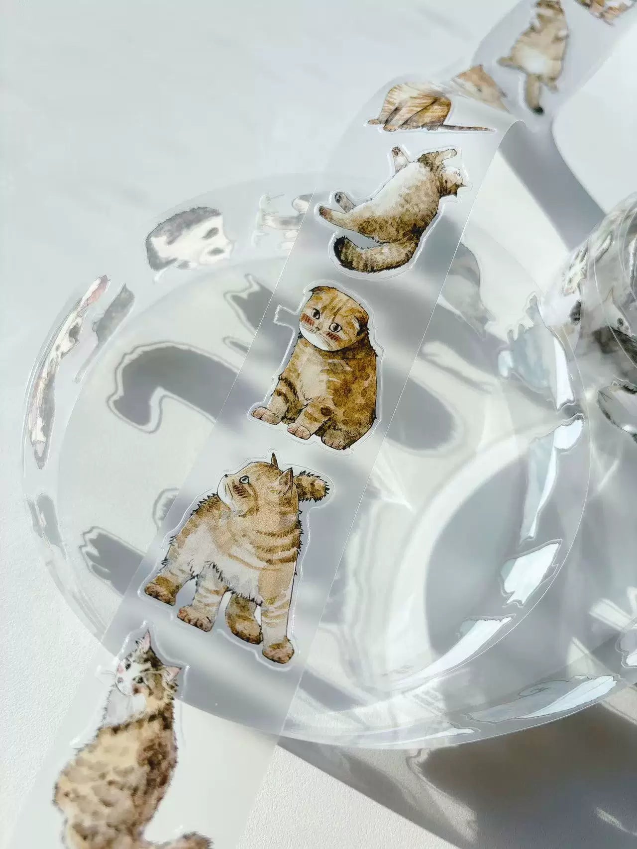 Kaixiaoxun Vol11【Cat】 Pre-Cut Long Loop Washi/Matte PET Tape for Scrapbook Supplies,Junk Journal Supplies