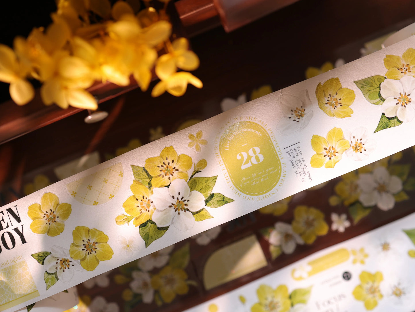 YiEr Vol17【Cream Pear Blossom】Kiss-cut Floral Washi Tape and PET Stickers