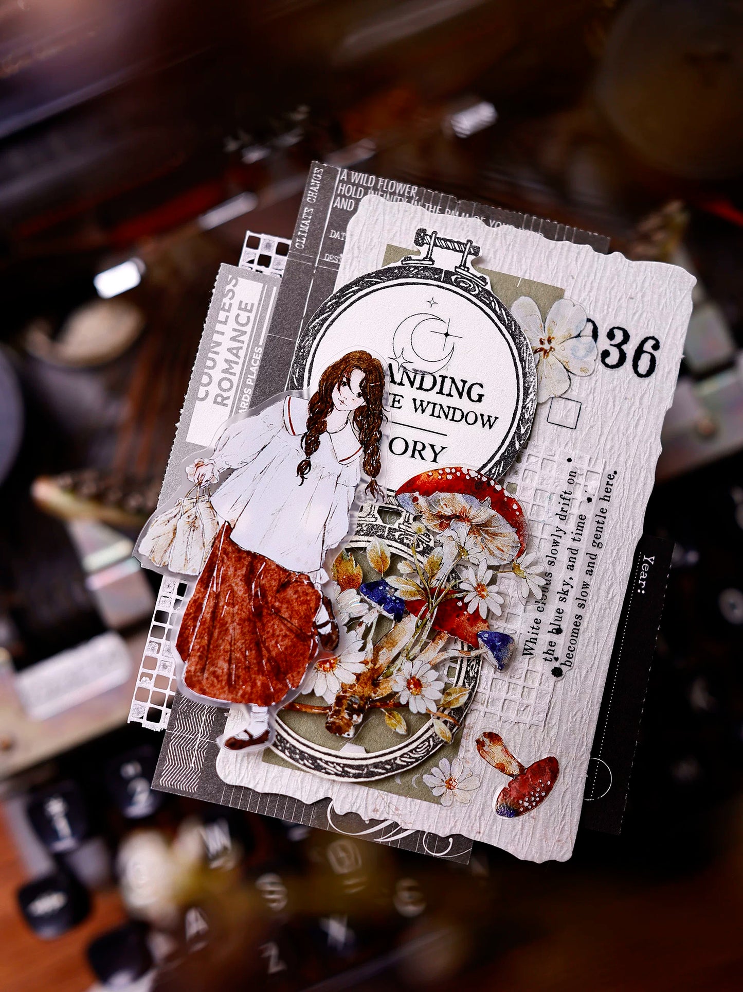 XiaoBaiJia Salt Series【Maiden Among the Flowers】Pre-cut Orginal Design Washi/Pet Tape Light Retro Stickers