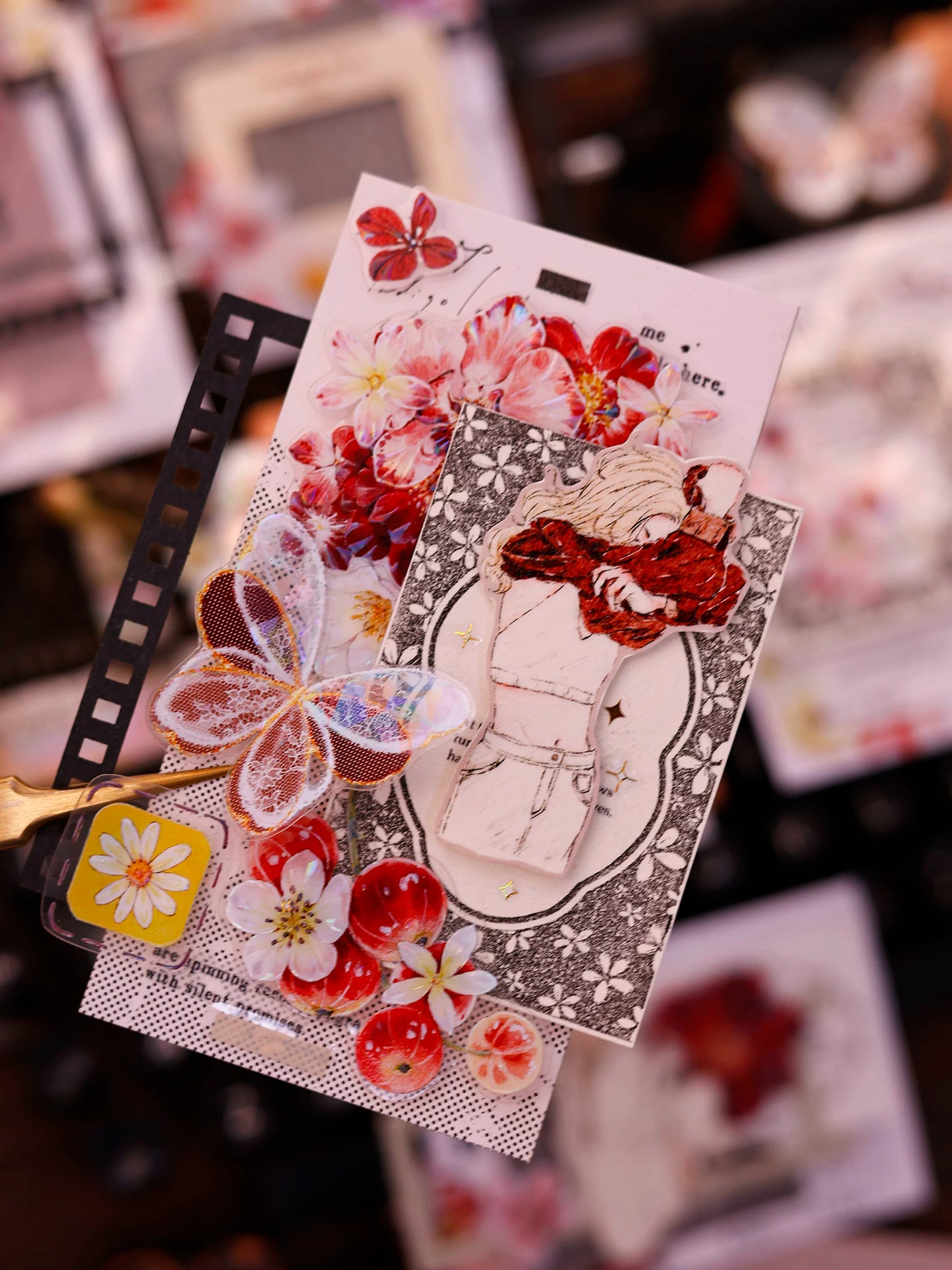 XiaoBaiJia Salt Series【Red Fruit Fragrance】Orginal Design Kiss-cut Washi/Pet Floral Tape Light Retro Landscaping Stickers