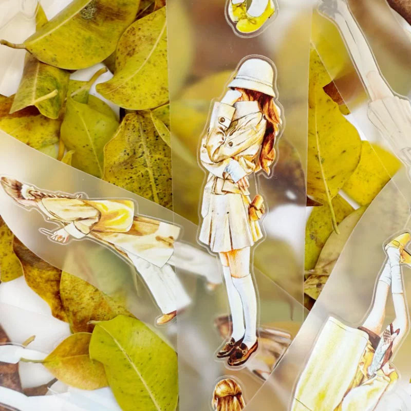 ZaoZao Vol3【Gardenia】Original Design Kiss-Cut Washi PET Tape Stickers,for Scrapbook Supplies,Journaling,Junk Journal,Bullet Journal,Planner Stickers