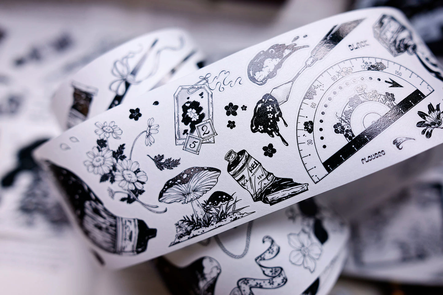 XiaoBaiJia Salt Series【Black and White Art World】Pre-cut Orginal Design Washi/Pet Tape Light Retro Stickers