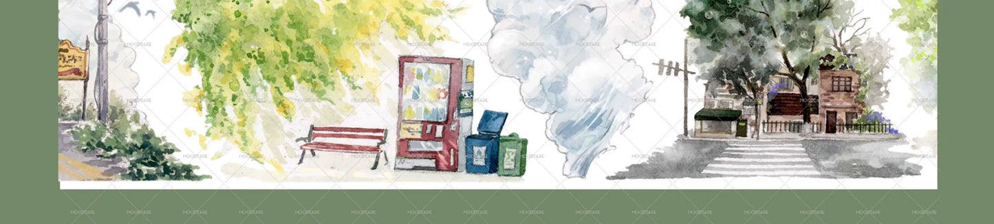 Moodtape【Passer-by&Summer Sea Street】Cute Character Original Washi Tape Stickers,for Scrapbook Supplies,Scrapbook Tape Stickers,Junk Journal Supplies