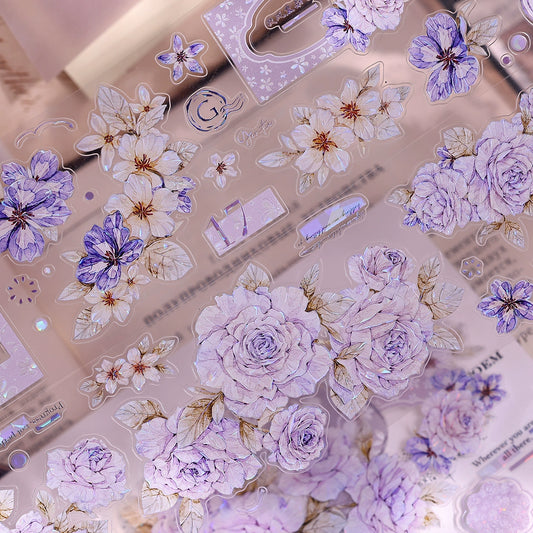 XiaoBaiJia【Rose Poetry】Light Retro Orginal Design Washi Pet Tape Landscape Stickers