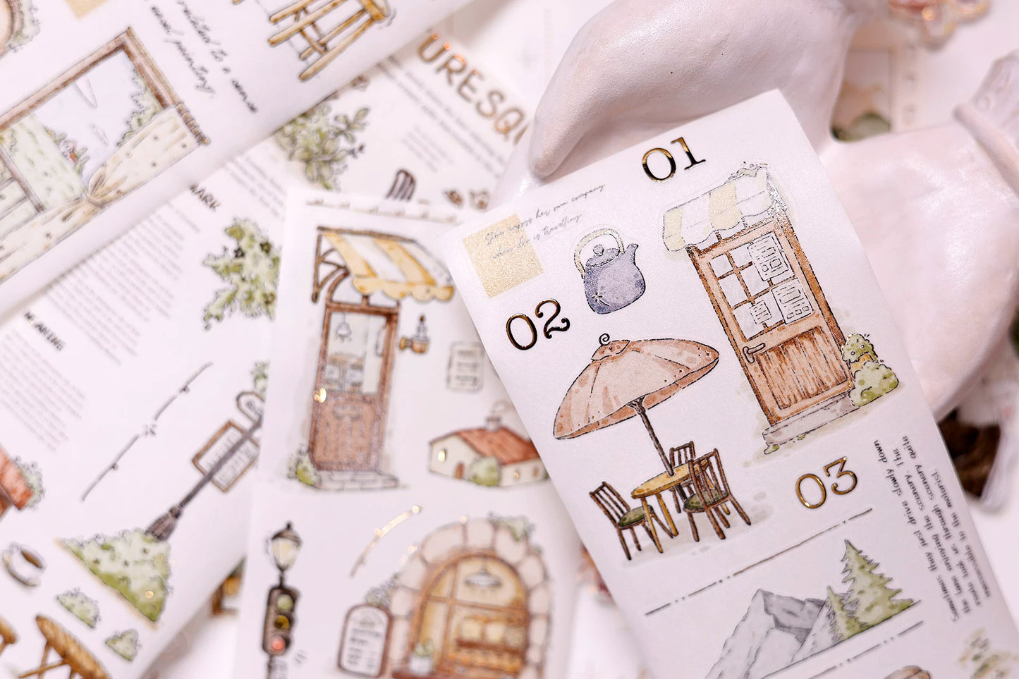 XiaoBaiJia Salt Series【Plain and Delicate】Pre-cut Orginal Design Washi/Pet Tape Light Retro Stickers