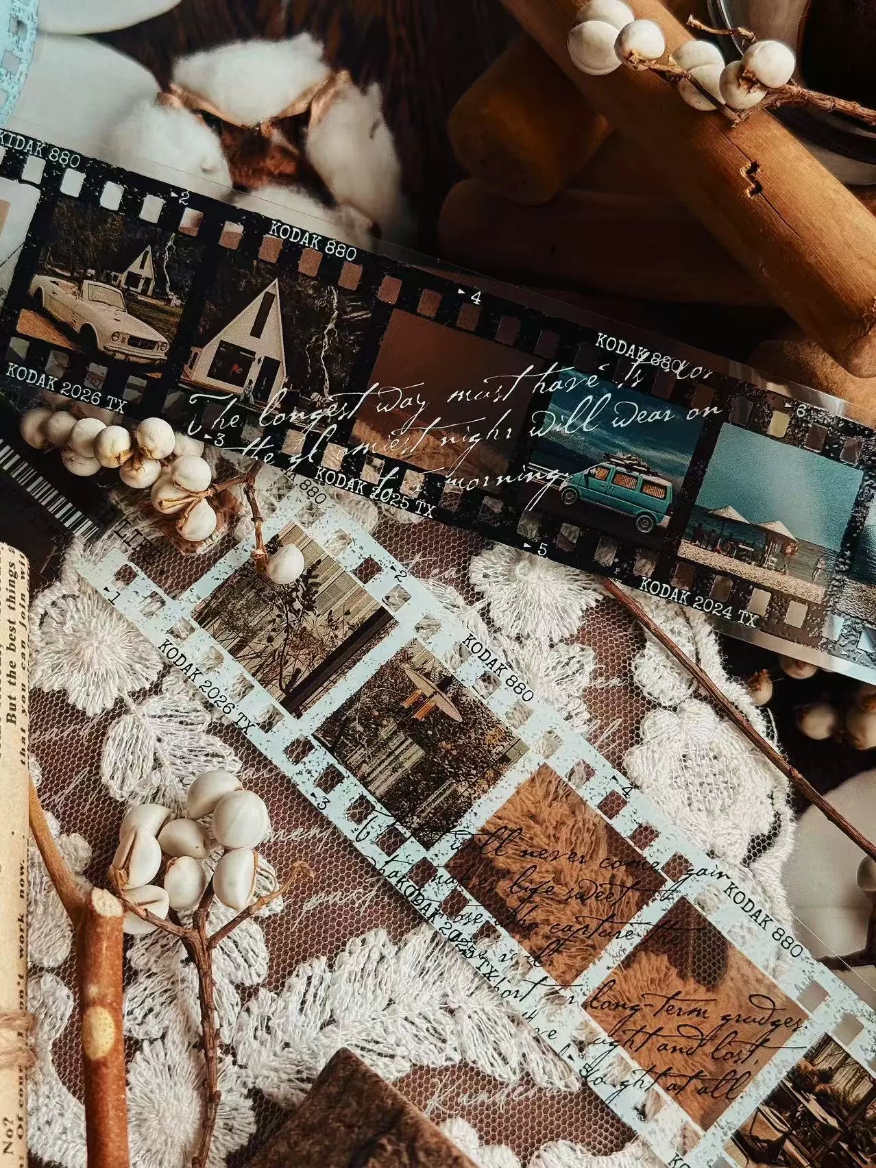 Linlanxi【Memories of Time】Original Washi/Pet Tape New Retro Life Old Film Series Decorative Tape Long Loop Full Roll