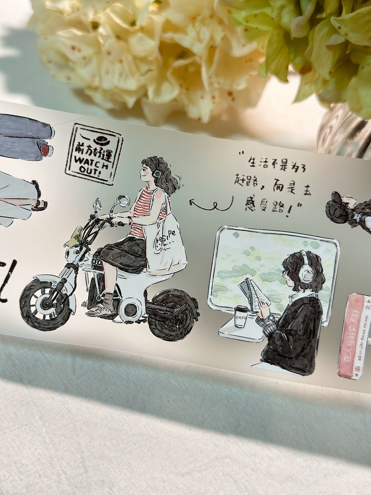 XiYue【Free Verse】Original Character Design Washi/PET Tape Stickers,for Scrapbook Supplies,Journaling,Junk Journal,Bullet Journal,Planner Stickers