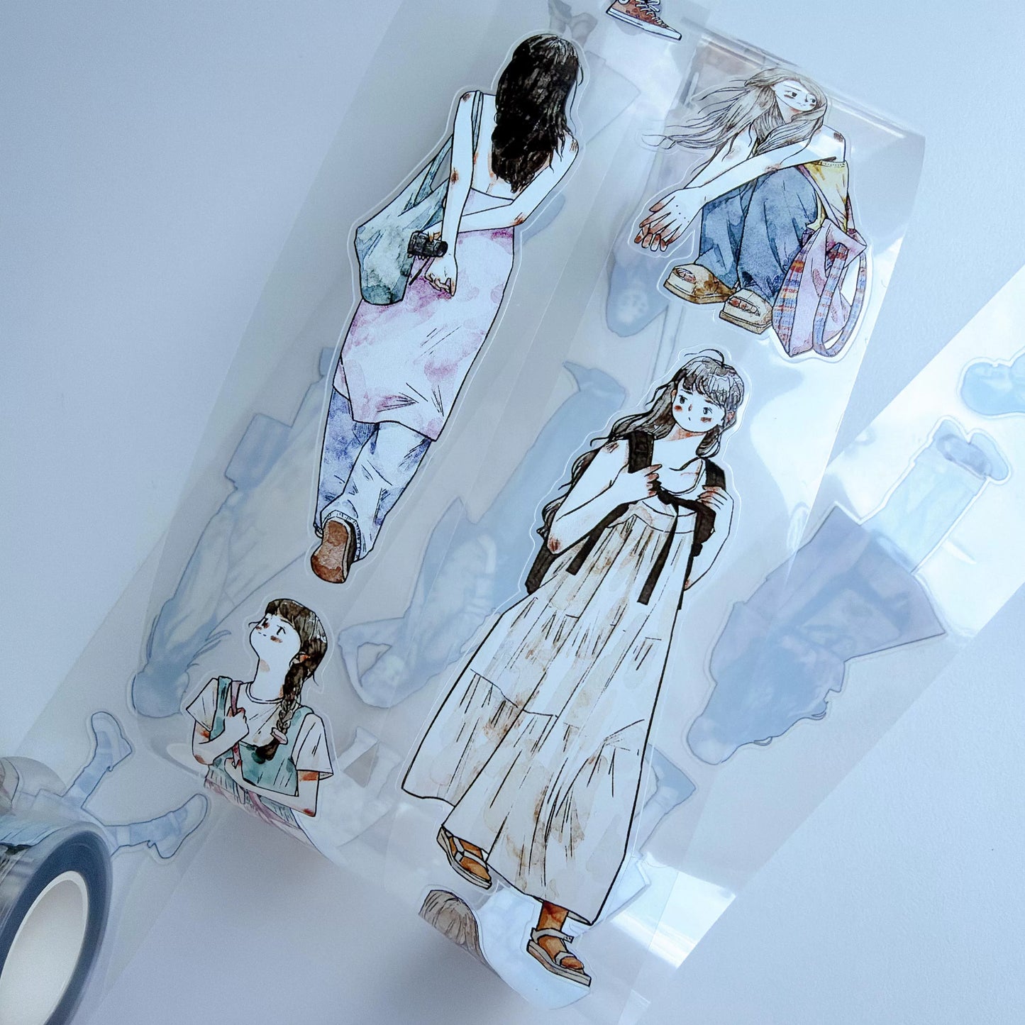 Kaixiaoxun Vol13【Depart】 Pre-Cut Long Loop Washi/Matte PET Tape for Scrapbook Supplies,Junk Journal Supplies