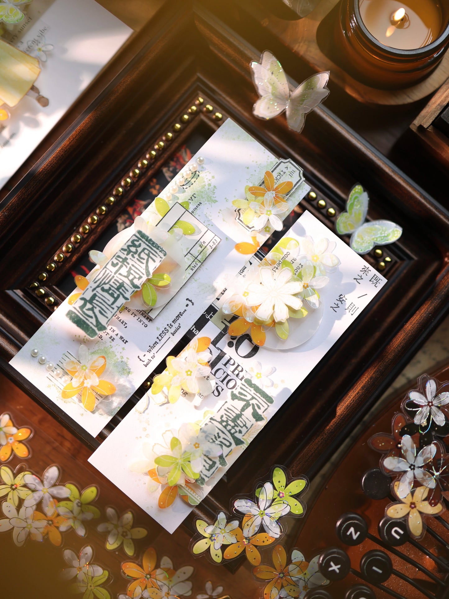 YiEr Vol17【Flowers on the Path】Kiss-cut Light Retro Floral Washi Tape and PET Stickers