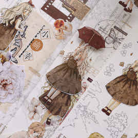 XiaoBaiJia【Fairy Tale Forest】Light Retro Orginal Design Washi Pet Cute Character&Floral Tape Light Retro Landscaping Stickers