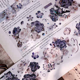 XiaoBaiJia【Cloud Ink Flower Cluster】Pre-cut Floral Orginal Design Washi Pet Tape Light Retro Stickers