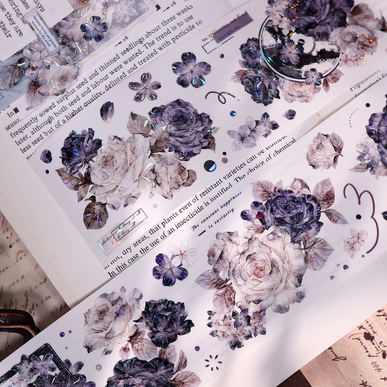 XiaoBaiJia【Cloud Ink Flower Cluster】Pre-cut Floral Orginal Design Washi Pet Tape Light Retro Stickers