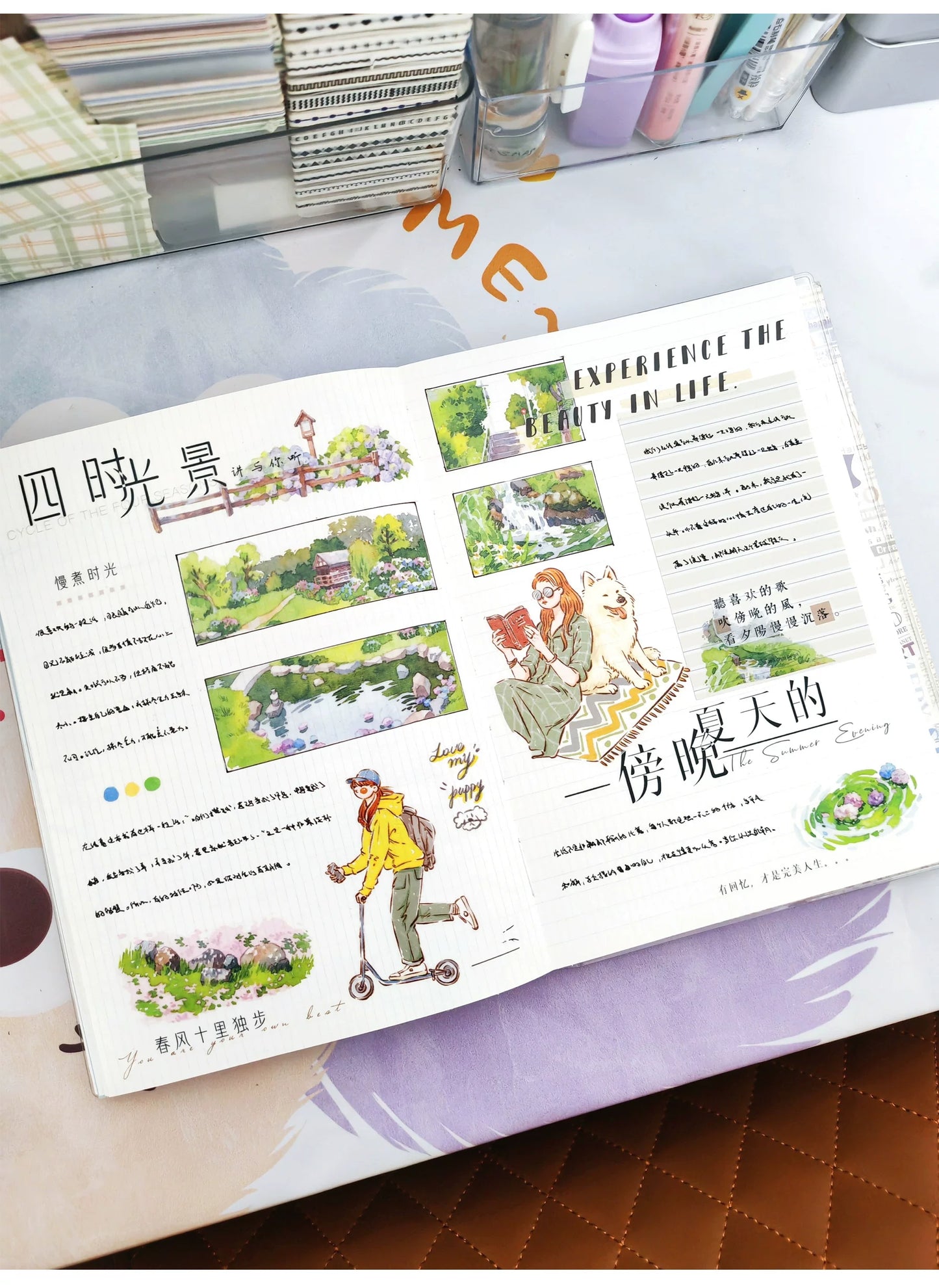 ZiYuanSu【Cute Pet Time】Cat and Dog Scene Pre-cut Washi/PET Tape
