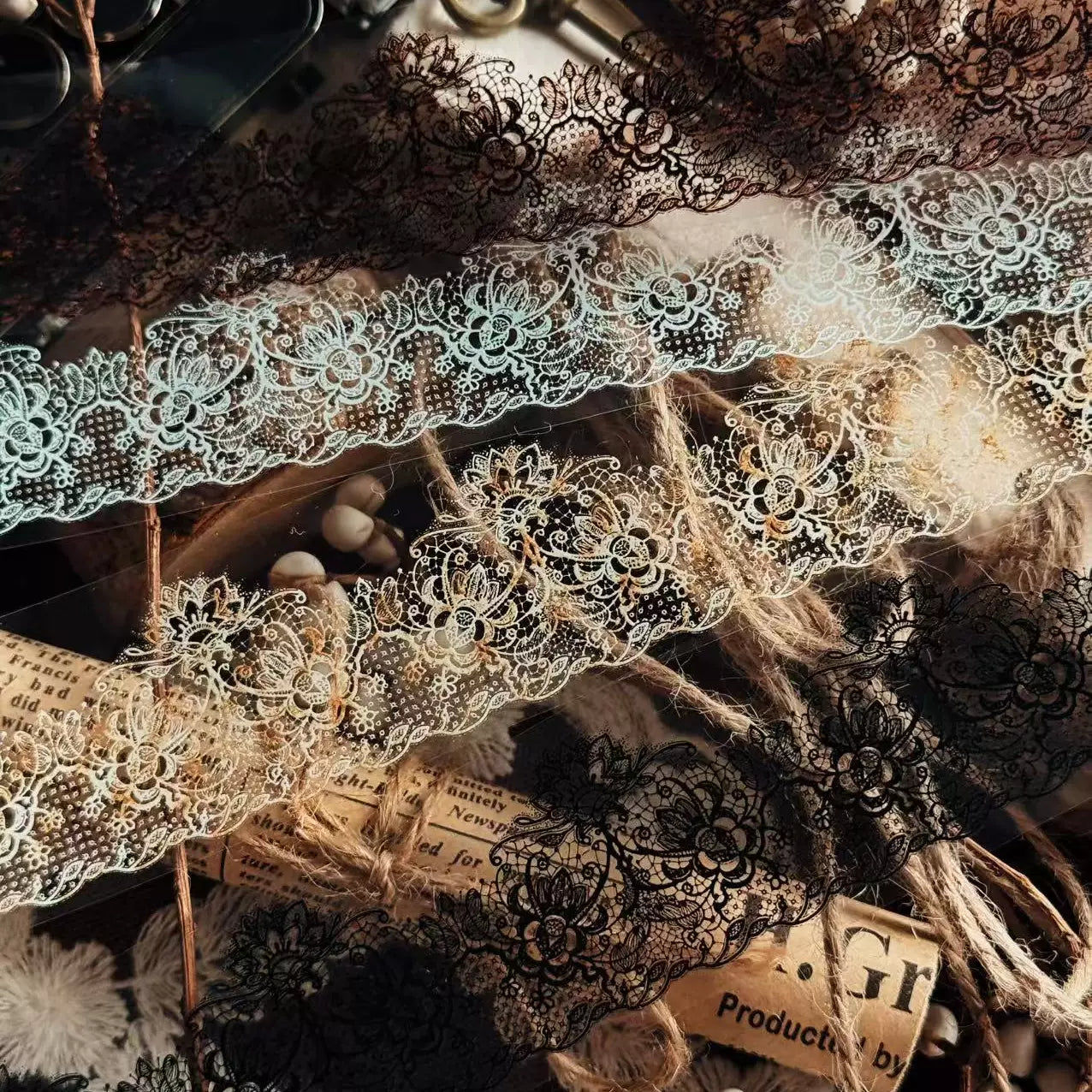 Linlanxi Vol13【Vintage Lace Trim】Original Design Retro Broken Paper Bookkeeping Washi Pet Tape