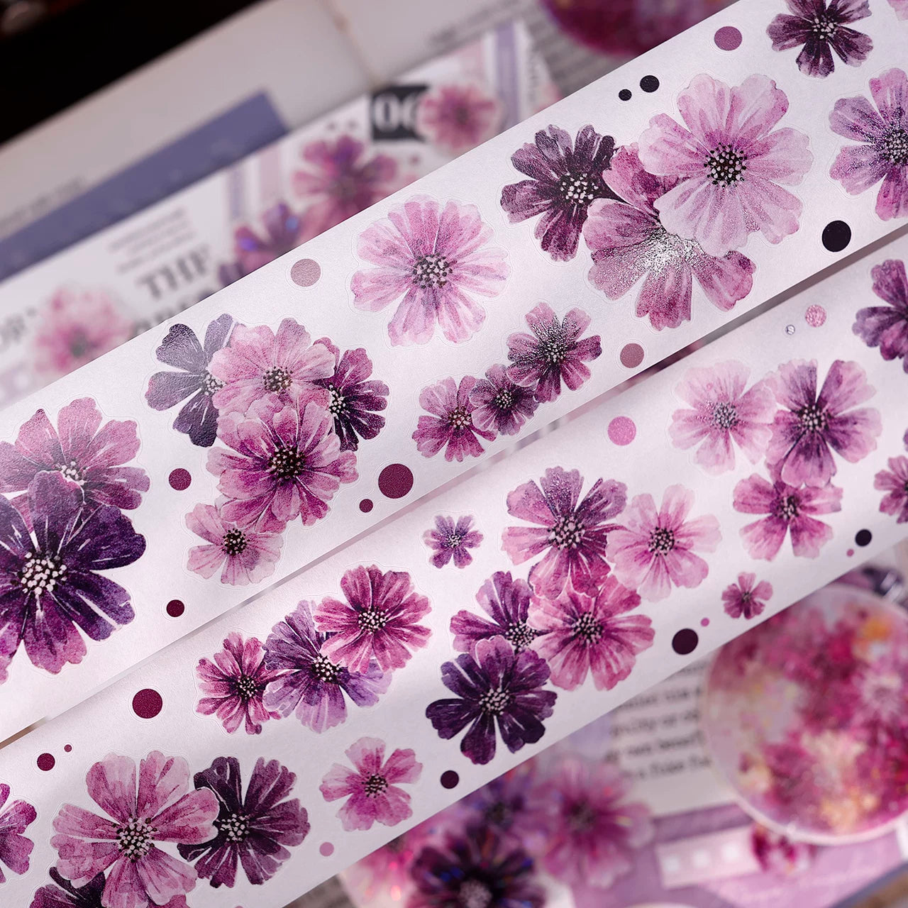 XiaoBaiJia【Smoke Light Condensation Purple】Orginal Design Washi Pet Floral Tape Light Retro Landscaping Stickers