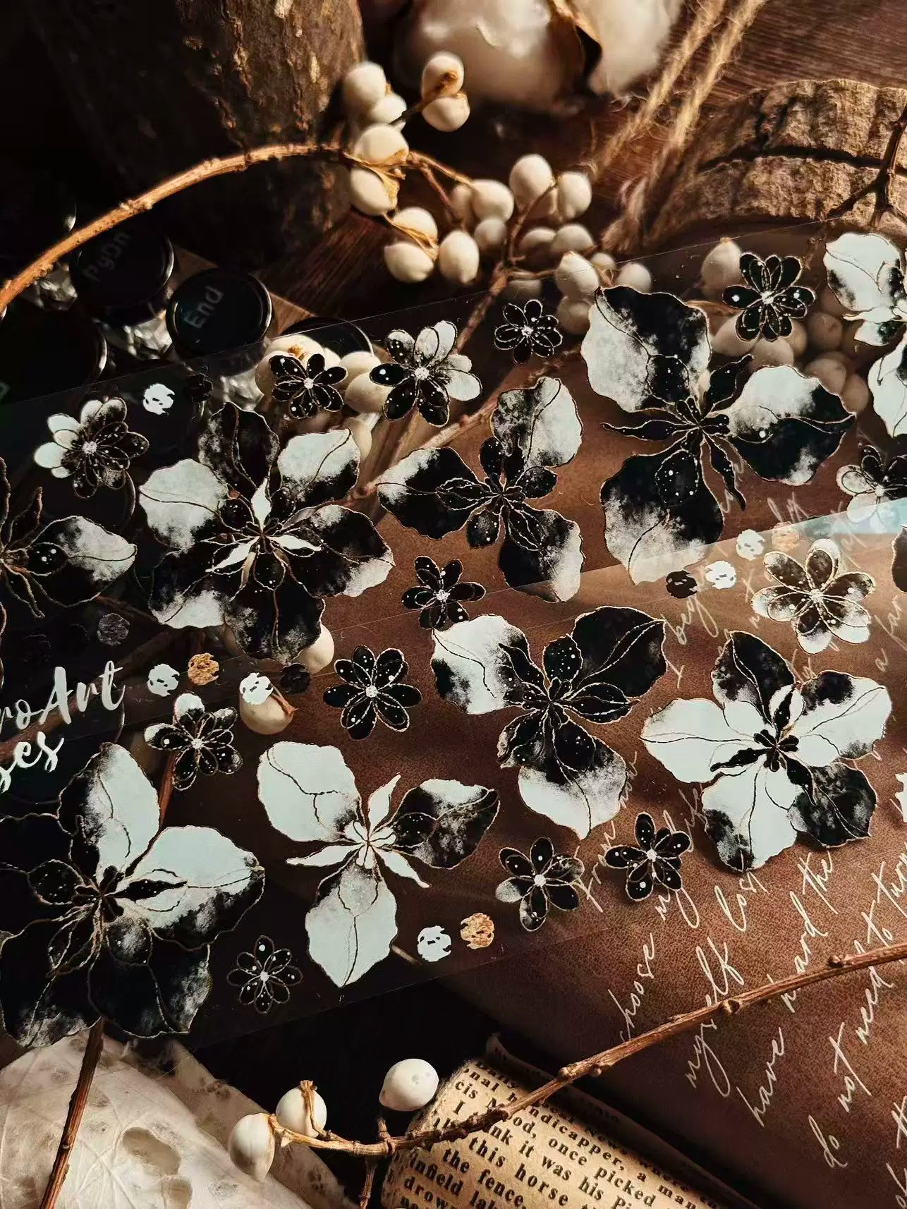 Linlanxi Vol13【Dark Kite Flowers Gradually】Original Design Retro Exquisite Vintage Decorative Washi/Pet Tape