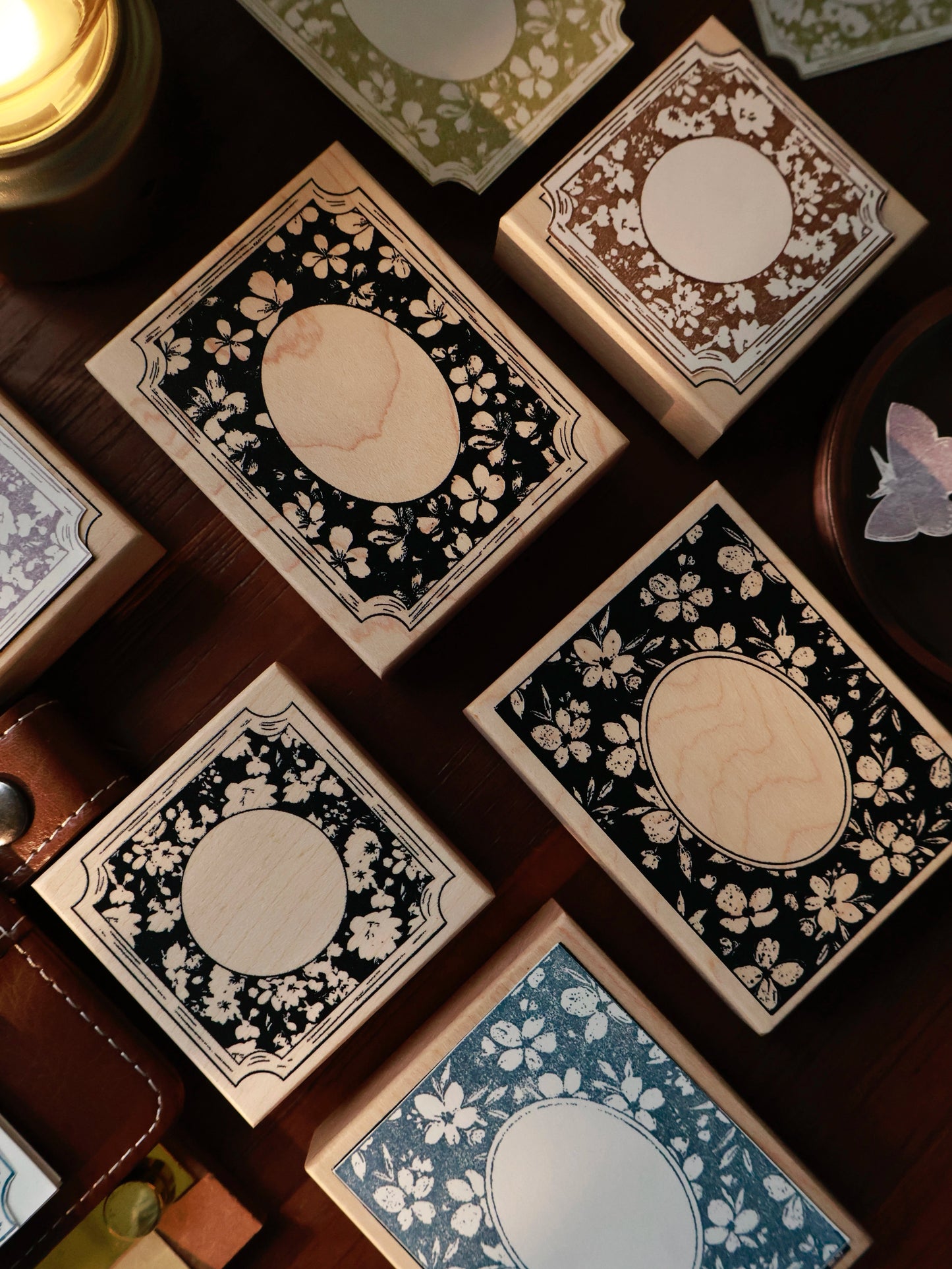 YiEr Vol15【Flower Frame Stamp】Imported Maple Red Rubber and Maple Wood Stamp