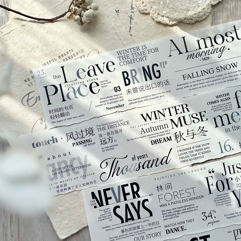 TianCheng-Vol5【Autumn and Winter】English Text Washi/PET Tape,for Scrapbook Supplies,Scrapbook Tape Stickers,Junk Journal Supplies