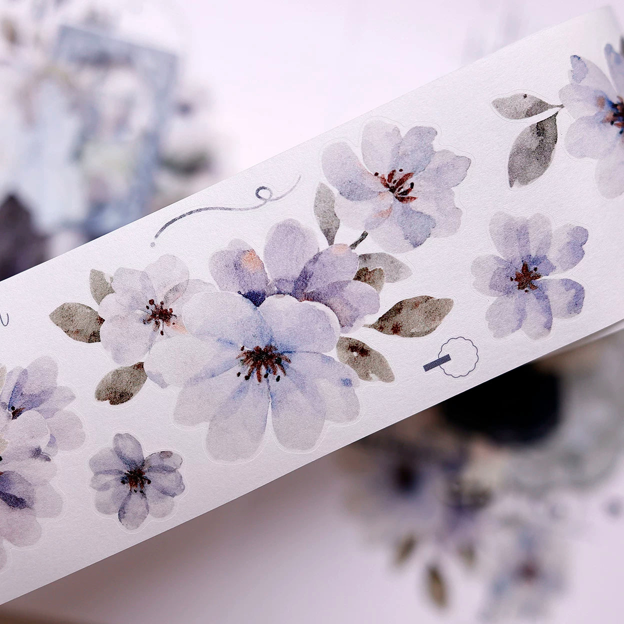 XiaoBaiJia Salt Series【Fog Blue Dense Branches】Pre-cut Orginal Design Washi/Pet Tape Light Retro Stickers