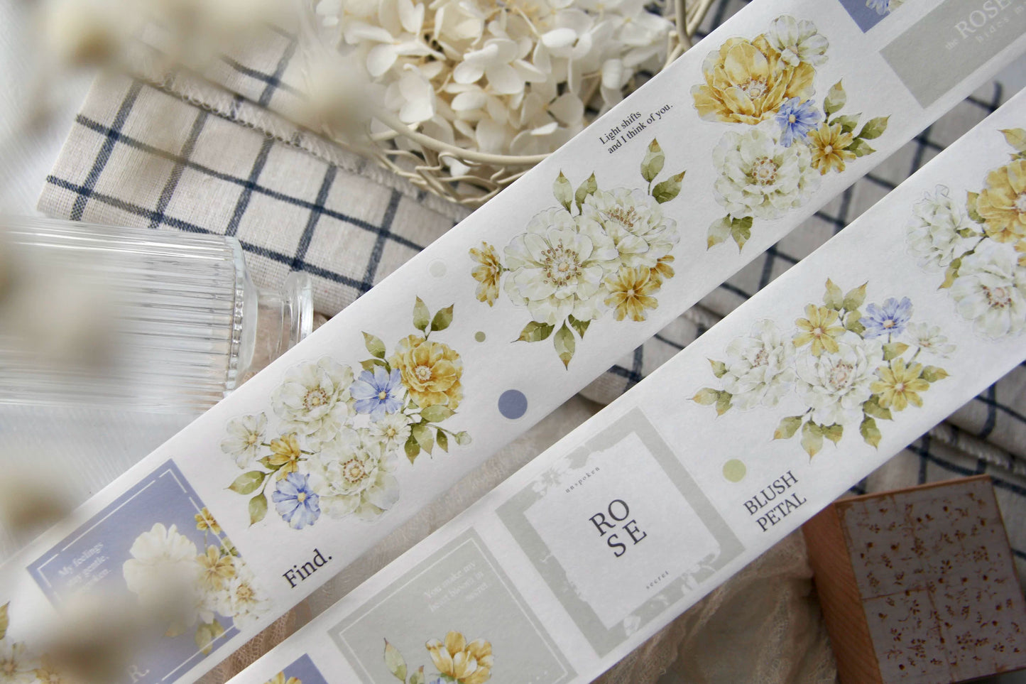 TianCheng-Vol8【Blooming Rose】Floral Washi PET Tape,for Scrapbook Supplies,Scrapbook Tape Stickers,Junk Journal Supplies