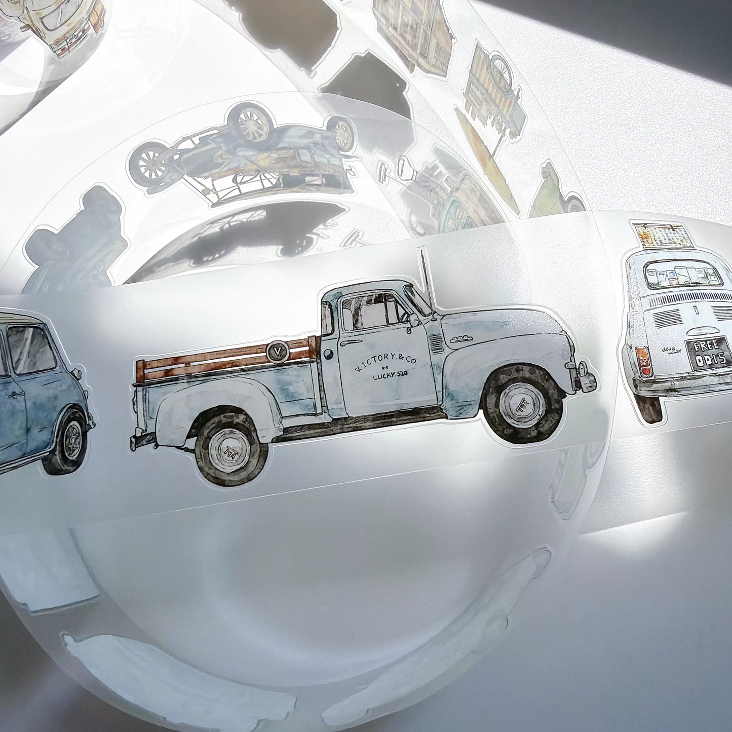 Kaixiaoxun Vol13【Car】 Pre-Cut Long Loop Washi/Matte PET Tape for Scrapbook Supplies,Junk Journal Supplies