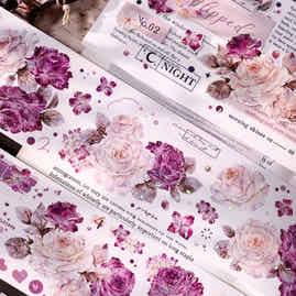 XiaoBaiJia【Zimo Fangxu】Pre-cut Rose Flowers Orginal Design Washi Pet Tape Light Retro Stickers