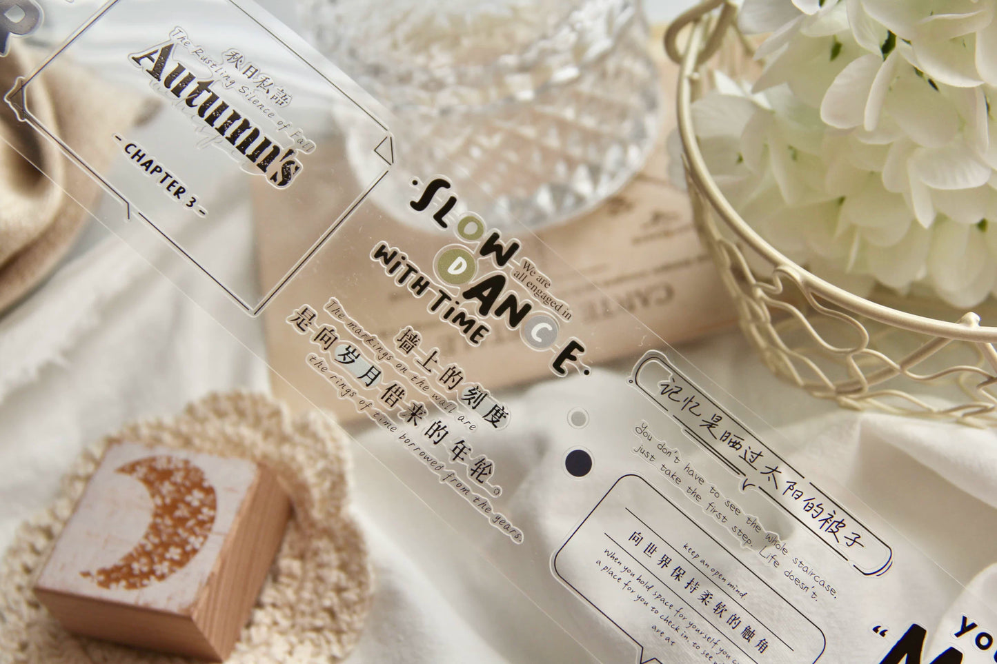 TianCheng-Vol7【Sea Salt Fragments】English Text Washi PET Tape,for Scrapbook Supplies,Scrapbook Tape Stickers,Junk Journal Supplies