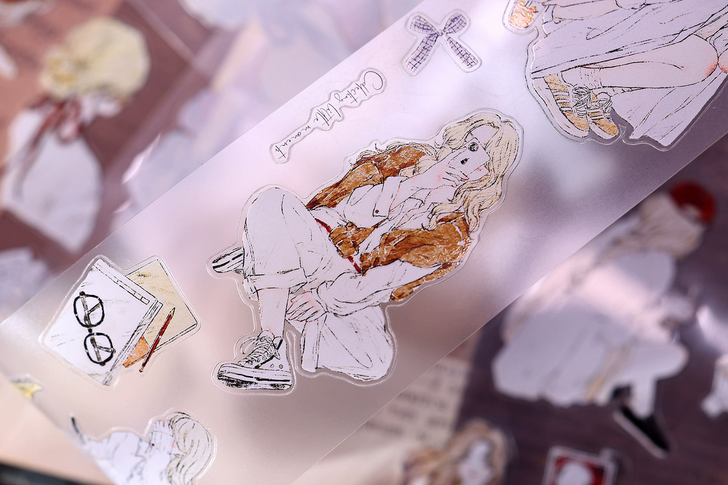 XiaoBaiJia Minimalist Style【Free Wind】Light Retro Orginal Design Washi Pet Tape Landscape Stickers