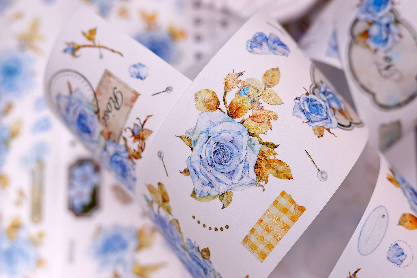 XiaoBaiJia Salt Series【Clear Dew】Pre-cut Orginal Design Floral Washi/Pet Tape Light Retro Stickers