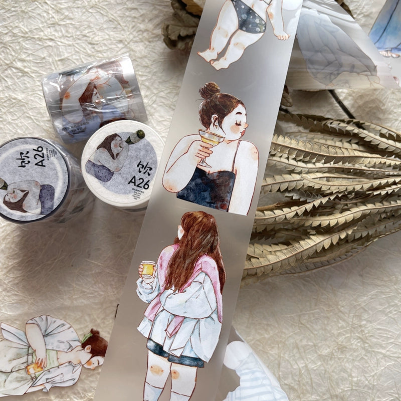 Seahorse Forest Vol4【A26#Drink】Original Character Design Journal Washi/Matte PET Tape