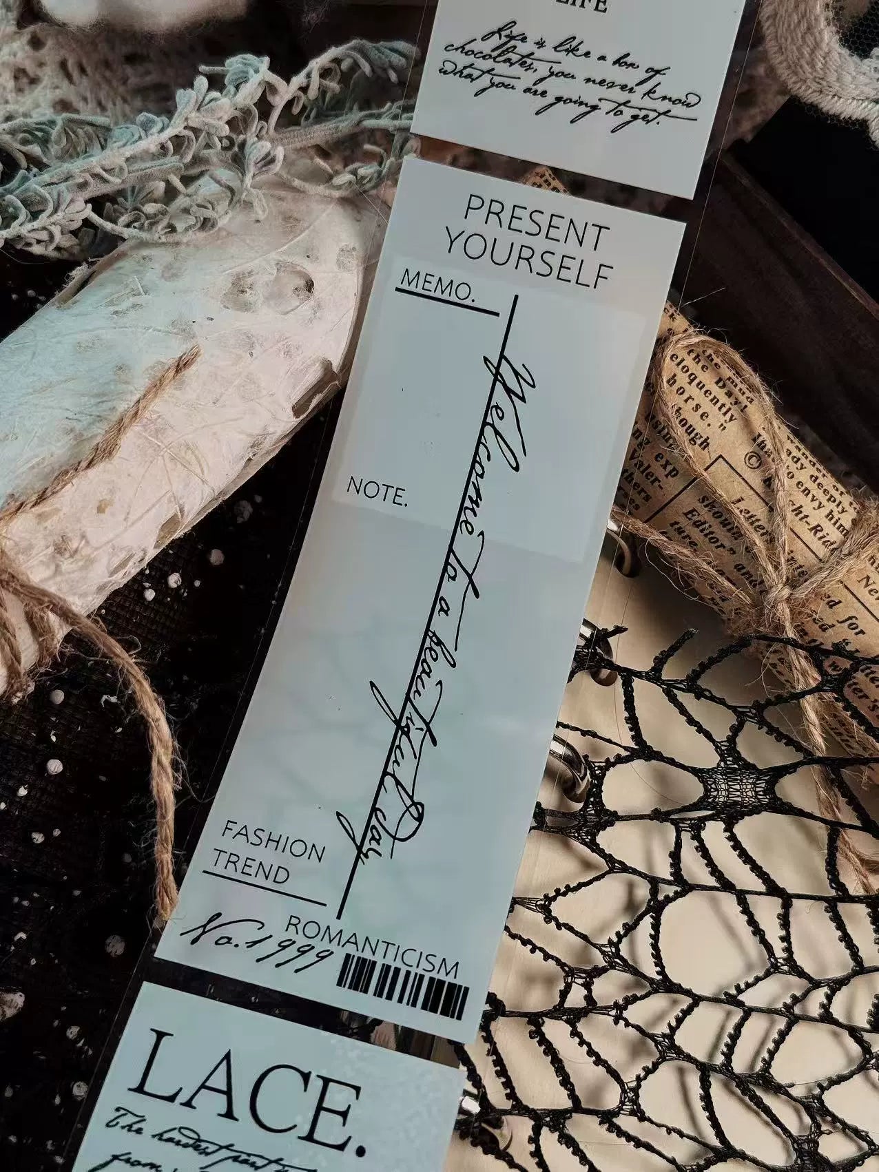 Linlanxi【Plain Semi Transparent Sticky Notes】Original Design Black and White Half Transparent Memo Washi/Pet Tape