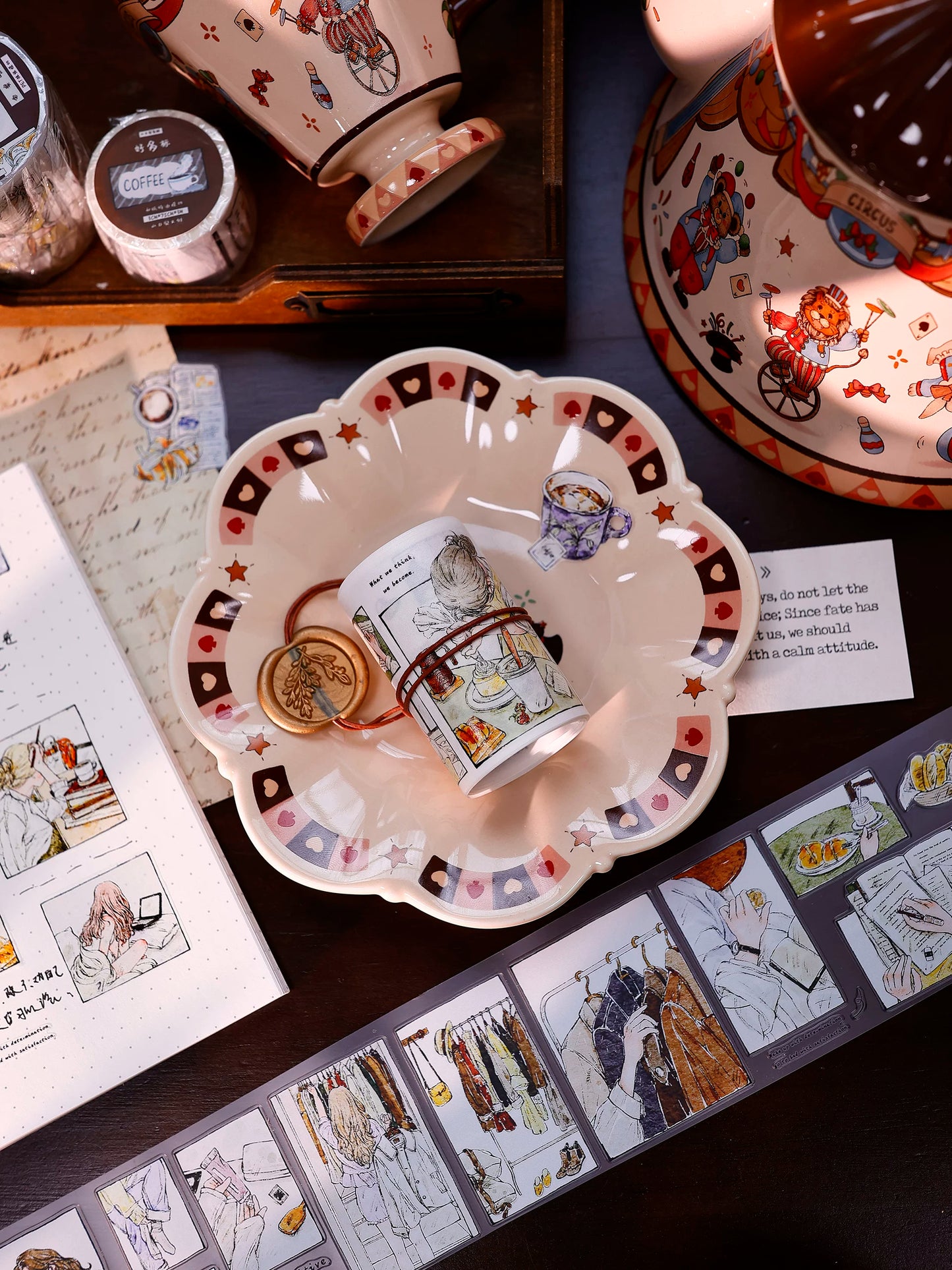 XiaoBaiJia Salt Series【Fengge Manji】Pre-cut Orginal Design Comic-style Daily Life Washi/Pet Tape Light Retro Stickers