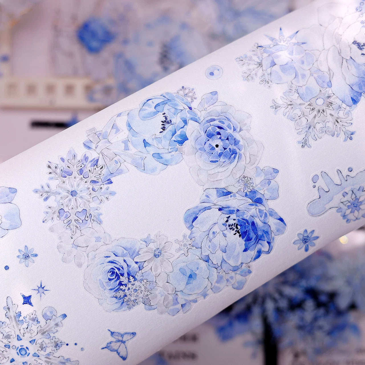 XiaoBaiJia Salt Series【Yingxue Blue】Orginal Design Kiss-cut Washi/Pet Tape Light Retro Fresh Snowflakes Stickers