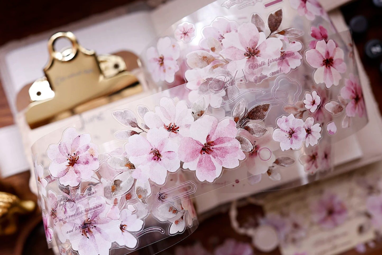 XiaoBaiJia Salt Series【Pink Mist Letter Paper】Pre-cut Orginal Design Washi/Pet Tape Light Retro Stickers