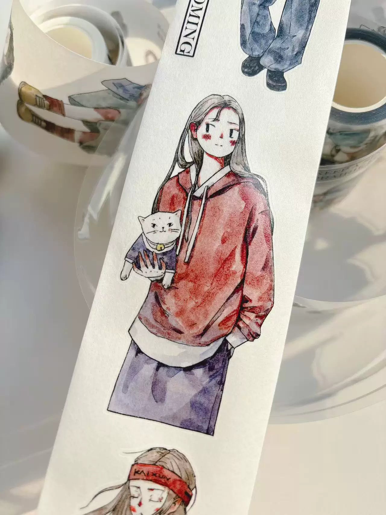 Kaixiaoxun Vol11【Slow Narrative Collection】 Pre-Cut Long Loop Washi/Matte PET Tape for Scrapbook Supplies,Junk Journal Supplies