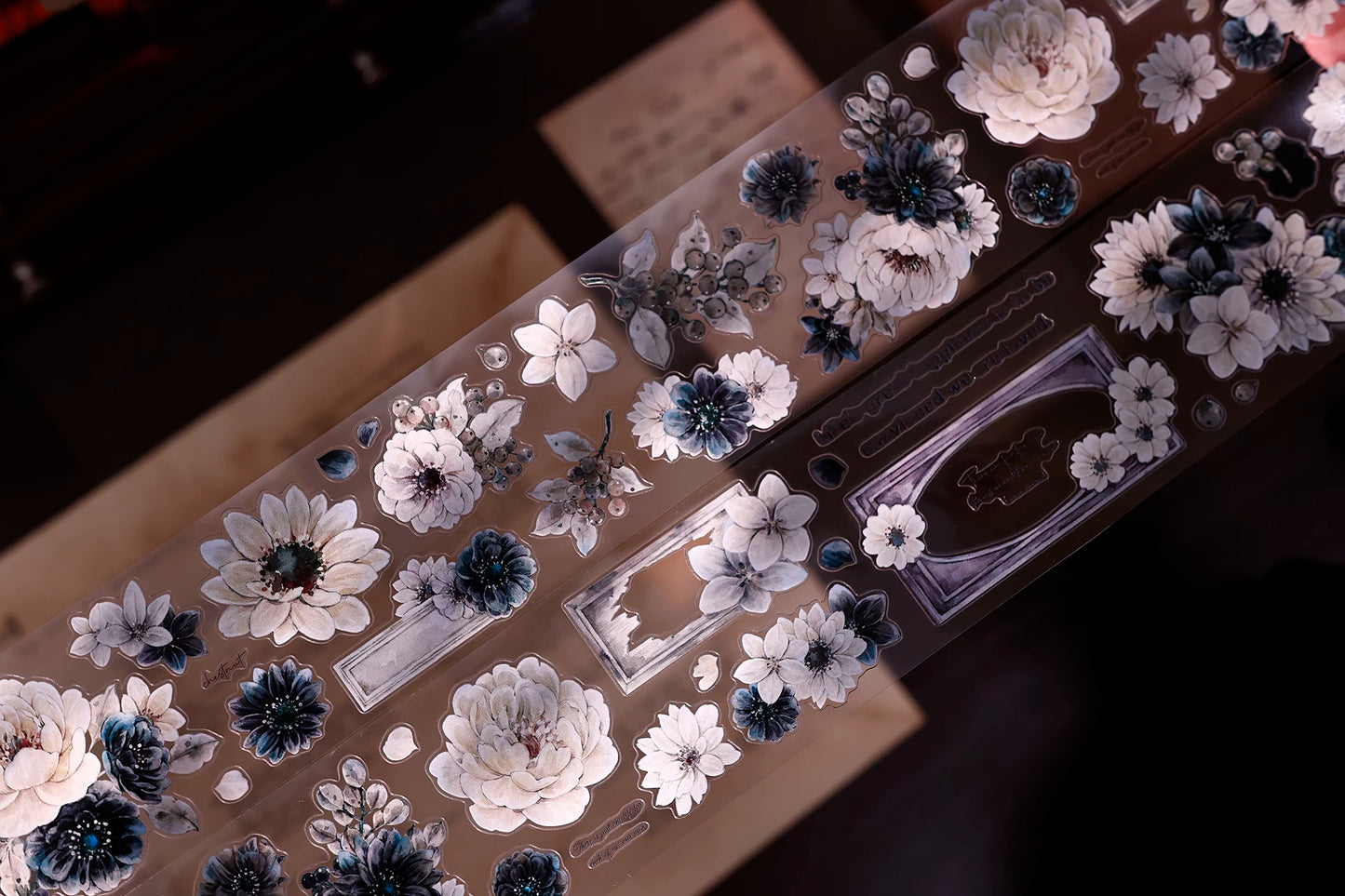 XiaoBaiJia【Old Color Floral Traces】Pre-cut Floral Orginal Design Taiwan Washi Pet Tape Light Retro Stickers